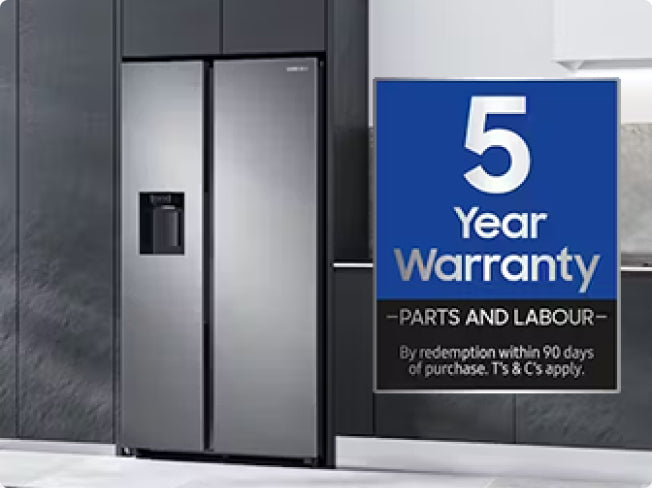 <strong>5 YEAR WARRANTY</strong> on all Samsung refrigerators